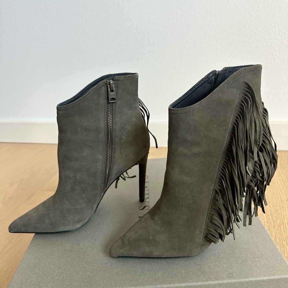 All Saints Izzy Suede Boots khaki